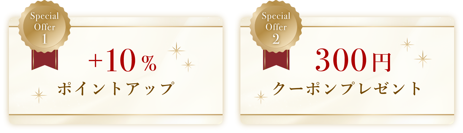 Special Offer1 +10%ポイントアップ Special Offer2 300円クーポンプレゼント