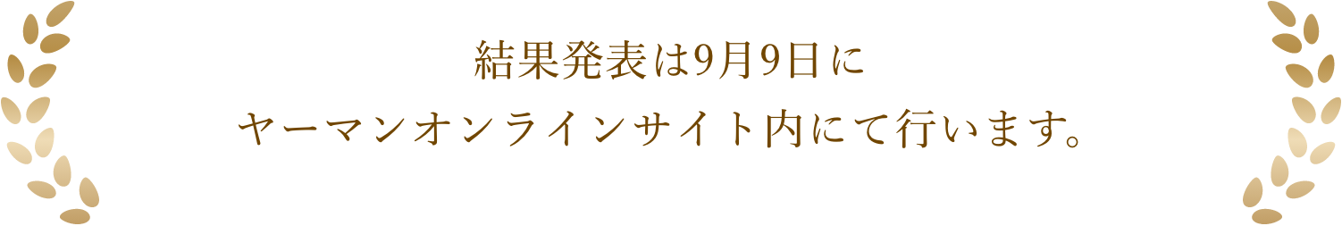 結果発表は9月9日にヤーマンオンラインサイト内にて行います。