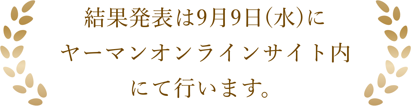 結果発表は9月9日にヤーマンオンラインサイト内にて行います。