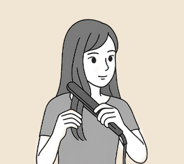 毛束をはさむ