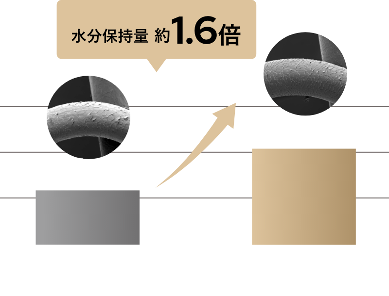 毛髪の水分保持量の比較