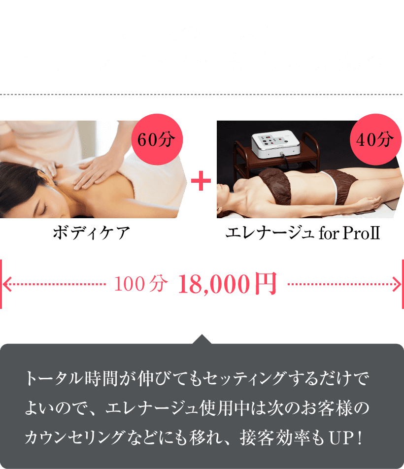 いつものコースにエレナージュ for Proでのトリートメントをプラスした場合