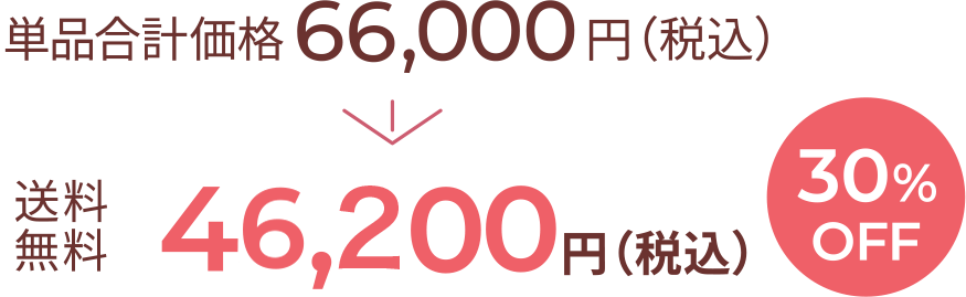 単品合計価格64,900円（税込）→送料無料45,430円（税込）30%OFF