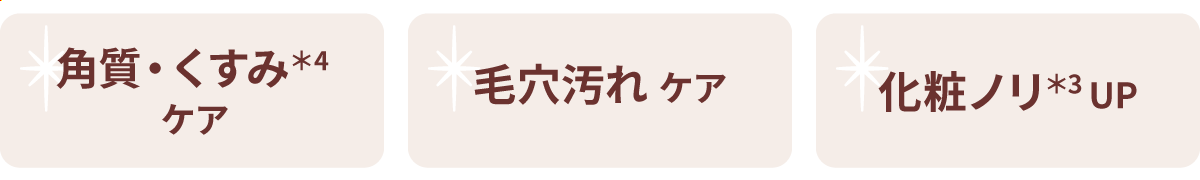 角質・くすみ＊4 ケア / 毛穴汚れ ケア / 化粧ノリ＊3 UP