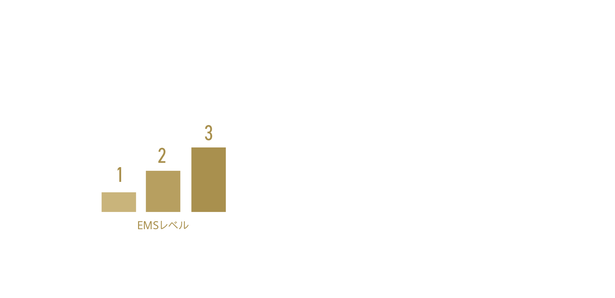 強さは3段階から選択可能 強さは3段階から選べる仕様のため、 EMSが初めての方は1から徐々に強めていくことをオススメします。