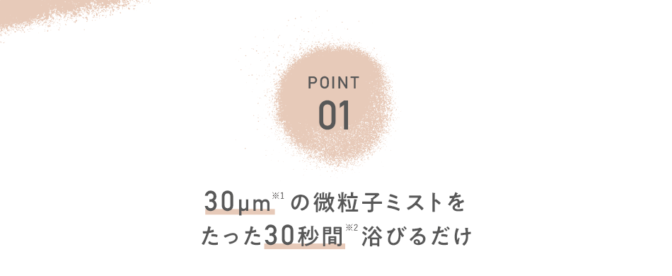 POINT01 30μm※1の微粒子ミストをたった30秒間浴びるだけ