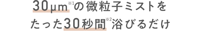 30μm※1の微粒子ミストをたった30秒間浴びるだけ