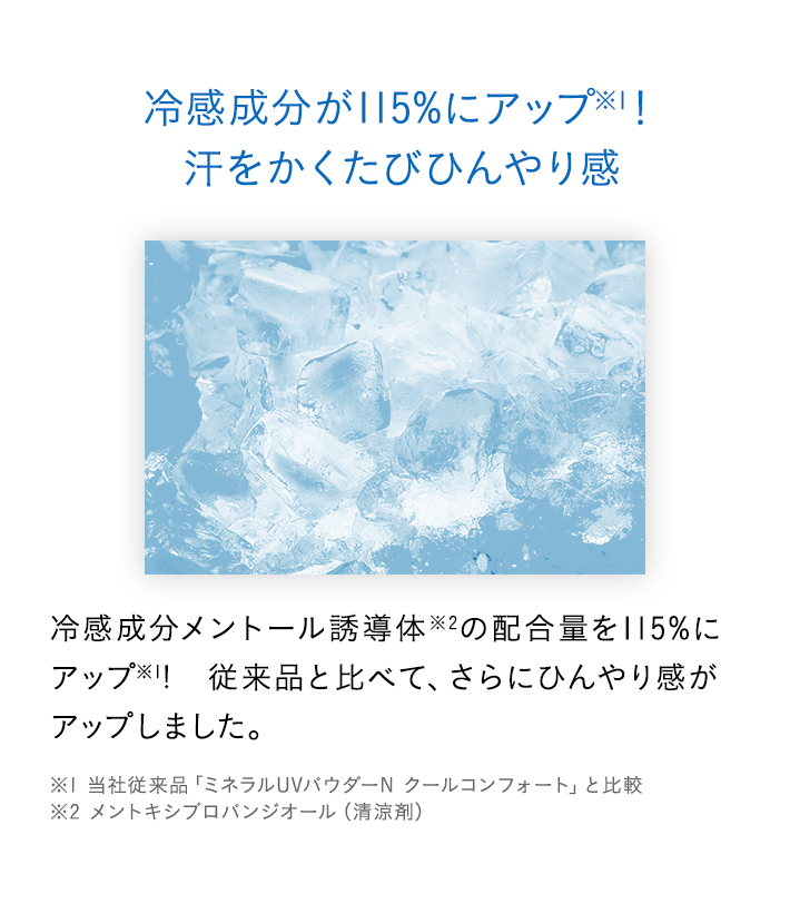 冷感成分が115%にアップ！汗をかくたびひんやり感