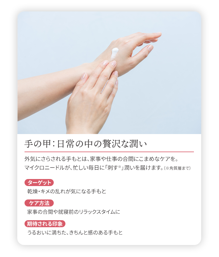 手の甲:日常の中の贅沢な潤い