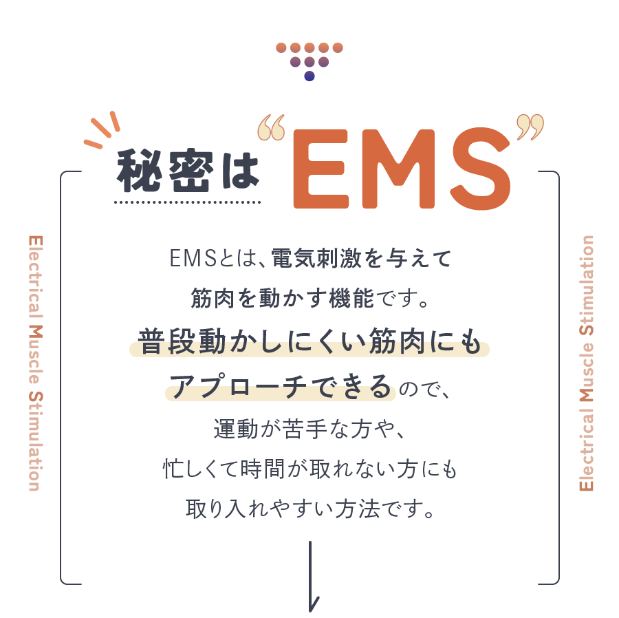 秘密はEMS 普段動かしにくい筋肉にもアプローチできる