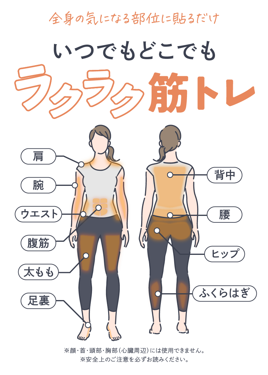 全身の気になる部位に貼るだけ いつでもどこでもラクラク筋トレ