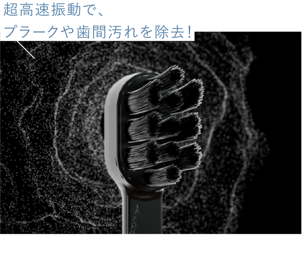 超高速振動で、プラークや歯間汚れを除去！