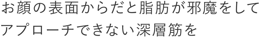 お顔の表面からだと脂肪が邪魔してアプローチできない深層筋を