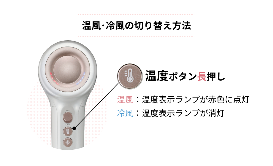 温風・冷風の切り替え方法