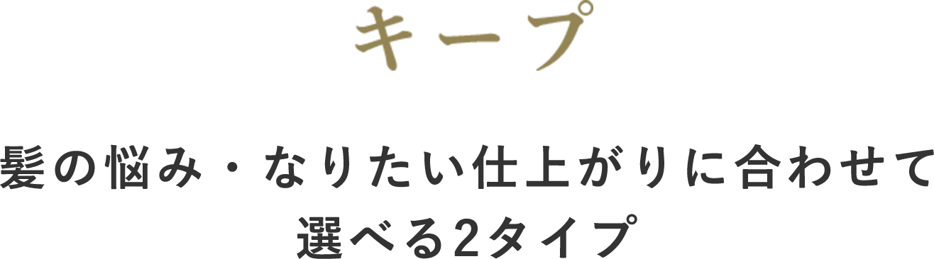 キープ 髪の悩み・なりたい仕上がりに合わせて選べる2タイプ