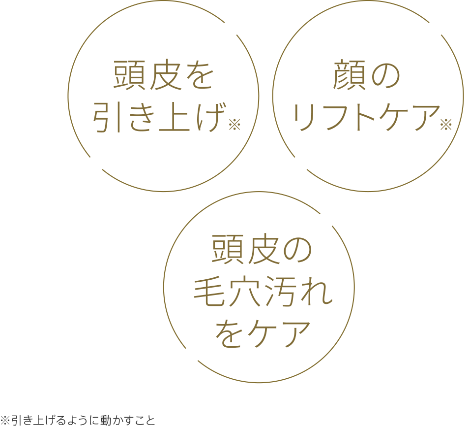 頭皮の毛穴汚れをケア 顔のリフトケア※ 頭皮を引き上げ