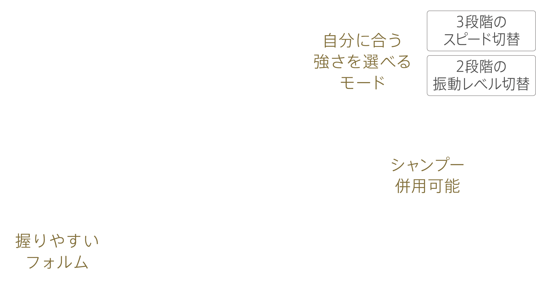 自分に合う強さを選べるモード シャンプー併用可能 握りやすいフォルム